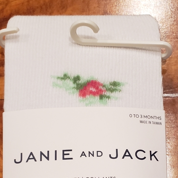Janie and Jack NWT 0-3 months ivory and pink floral tights - Picture 2 of 3